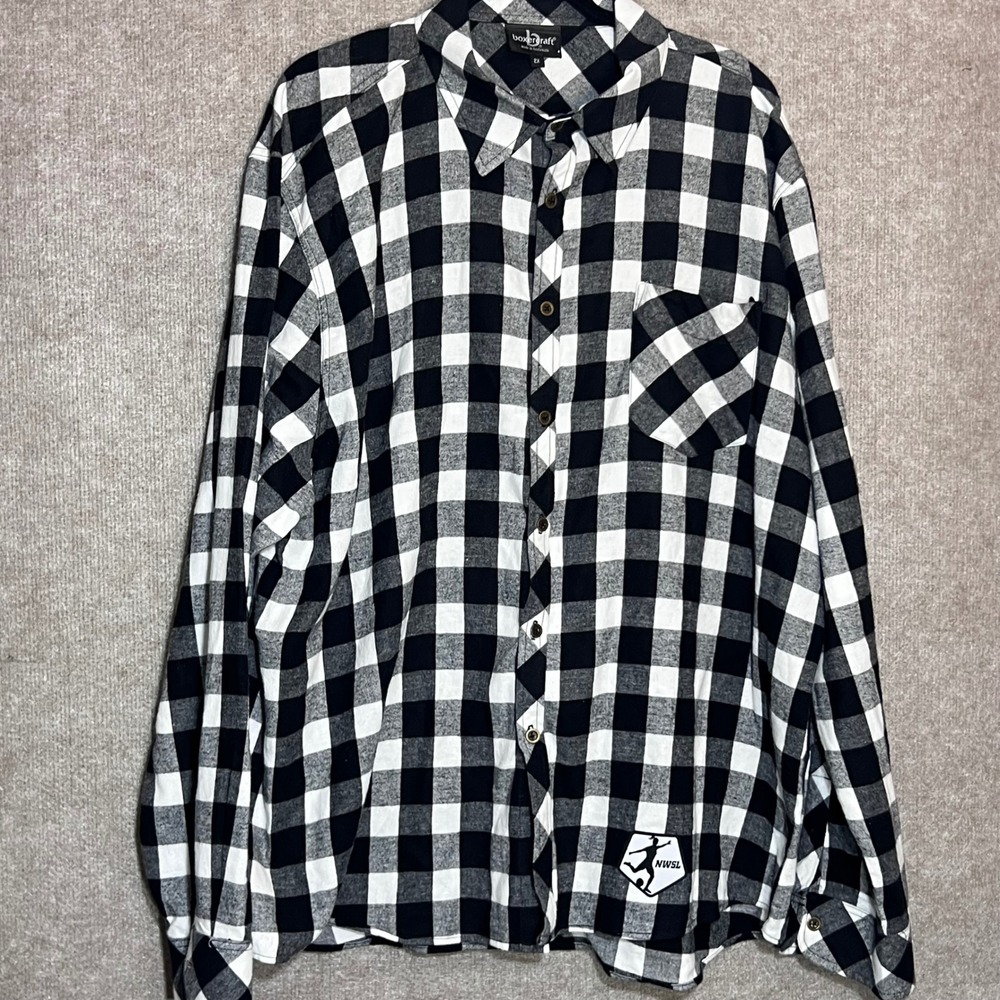 NWSL Boxercraft Flannel Shirt Men's 2XL Buffalo Plaid Button Up Soccer